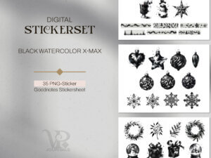 digitales Stickerset Weihnachten Watercolor
