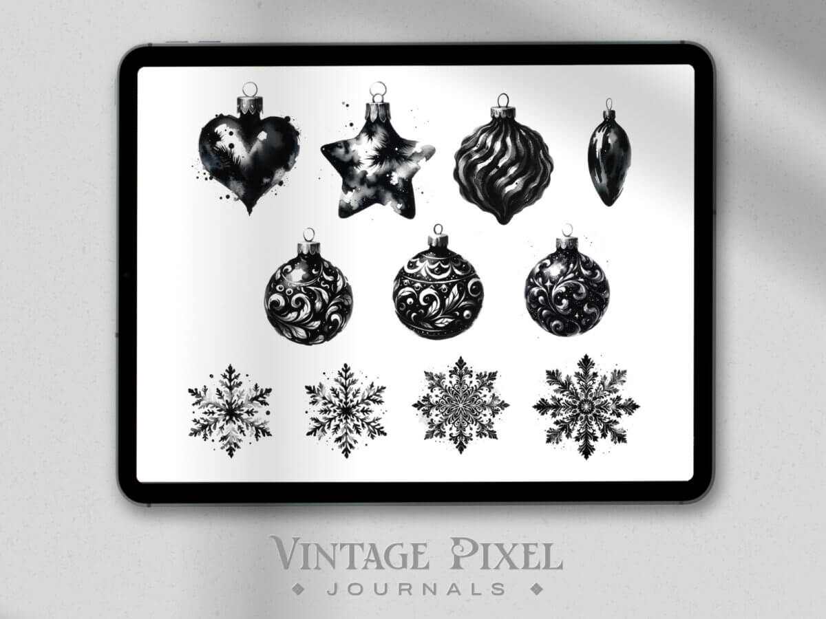 digitales Stickerset Weihnachten Watercolor