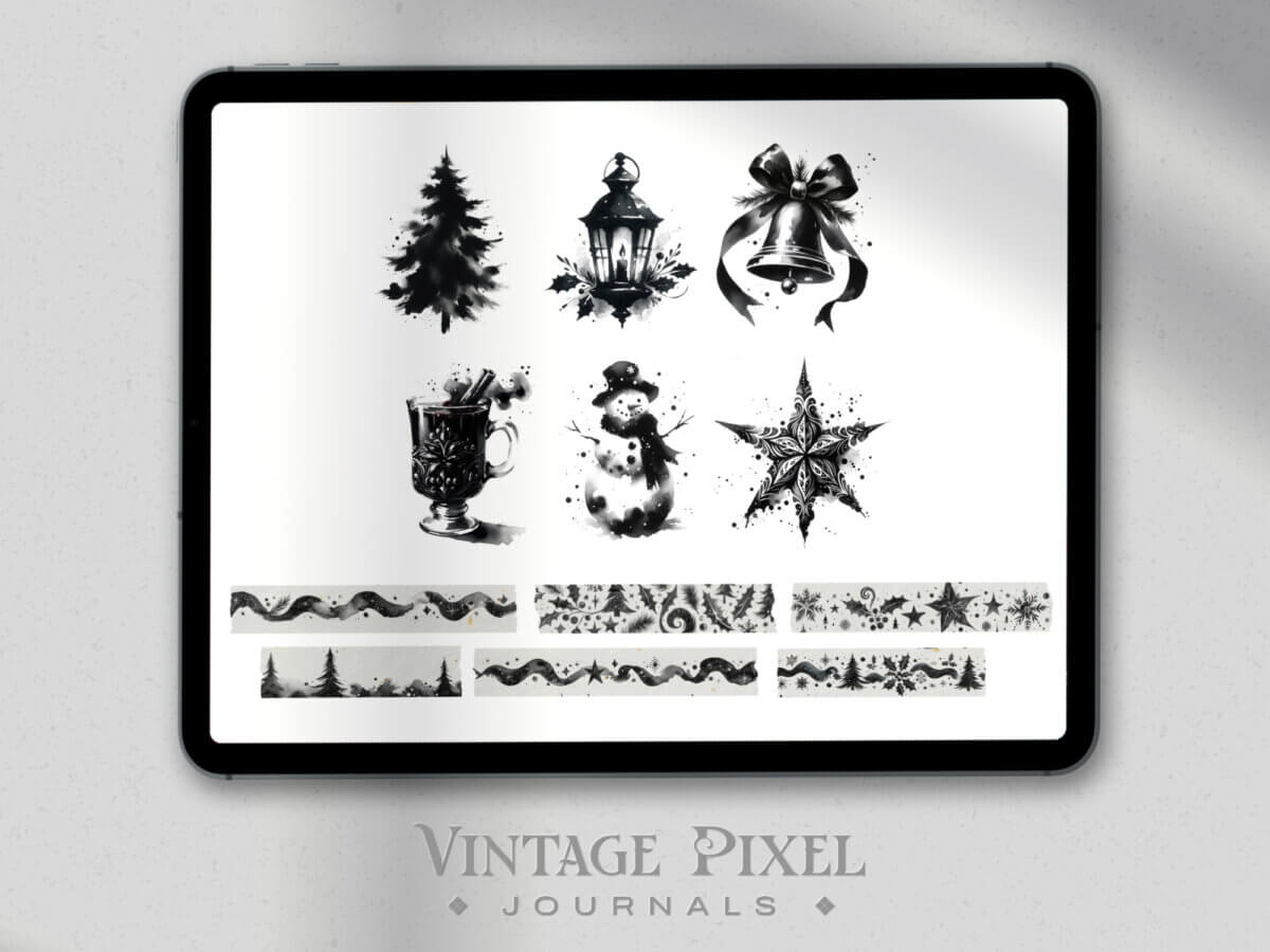 digitales Stickerset Weihnachten Watercolor