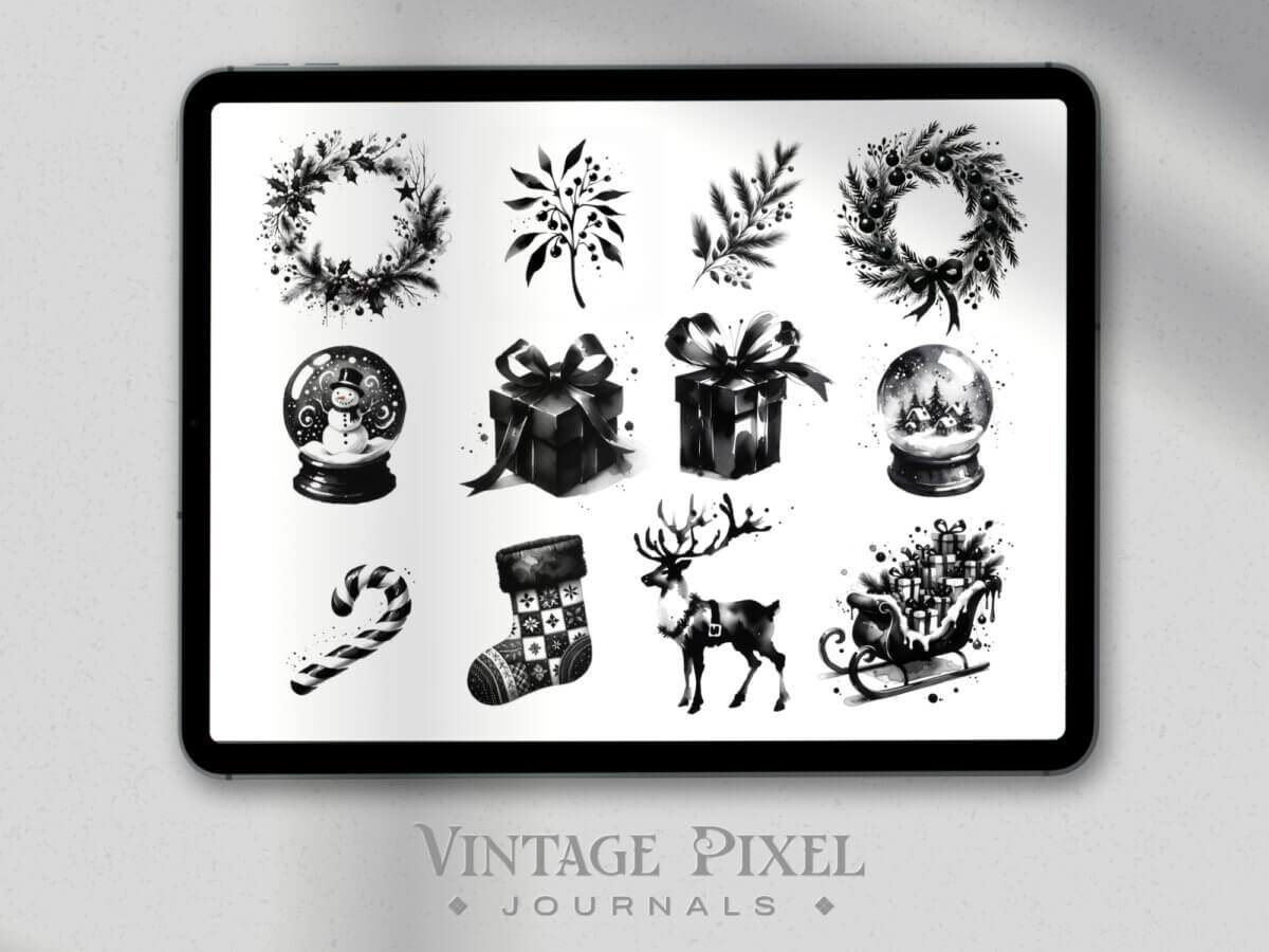 digitales Stickerset Weihnachten Watercolor