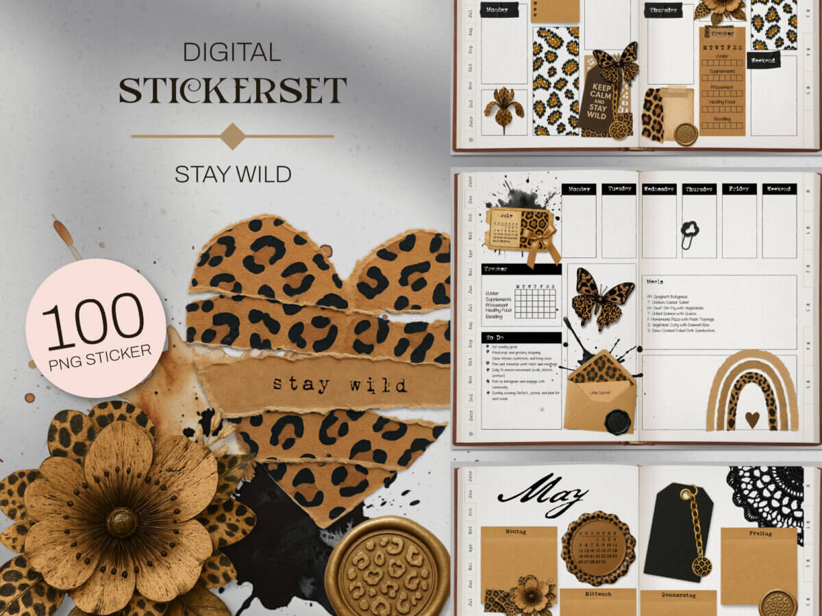 Digital Stickerset Leoprint Stay Wild