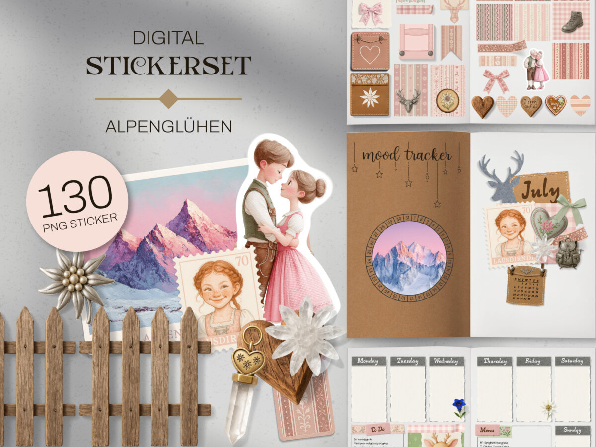 Digital Stickerset Alpenglühen