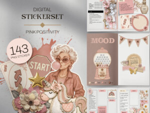 Digitales Stickerset Pink Positivity